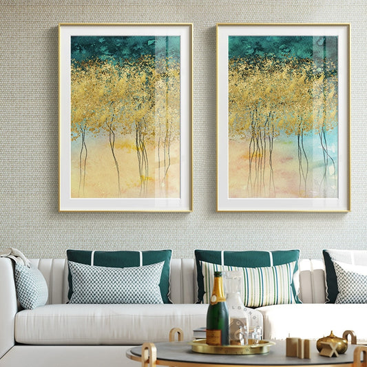 Golden Tree Large Canvas Art - Nature Inspired Canvas Painting for Liv -  Kotart