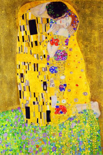 Famous Painting, Gustav Klimt, The Kiss, Fine Art Canvas Print Wall