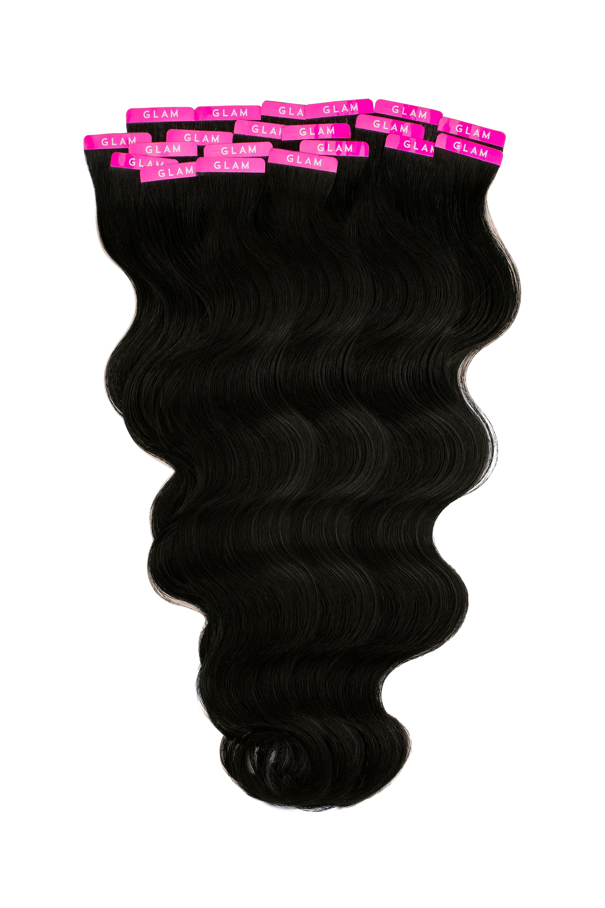 Jet Black Beach Wave Tape In Hair Extensions Glam Seamless