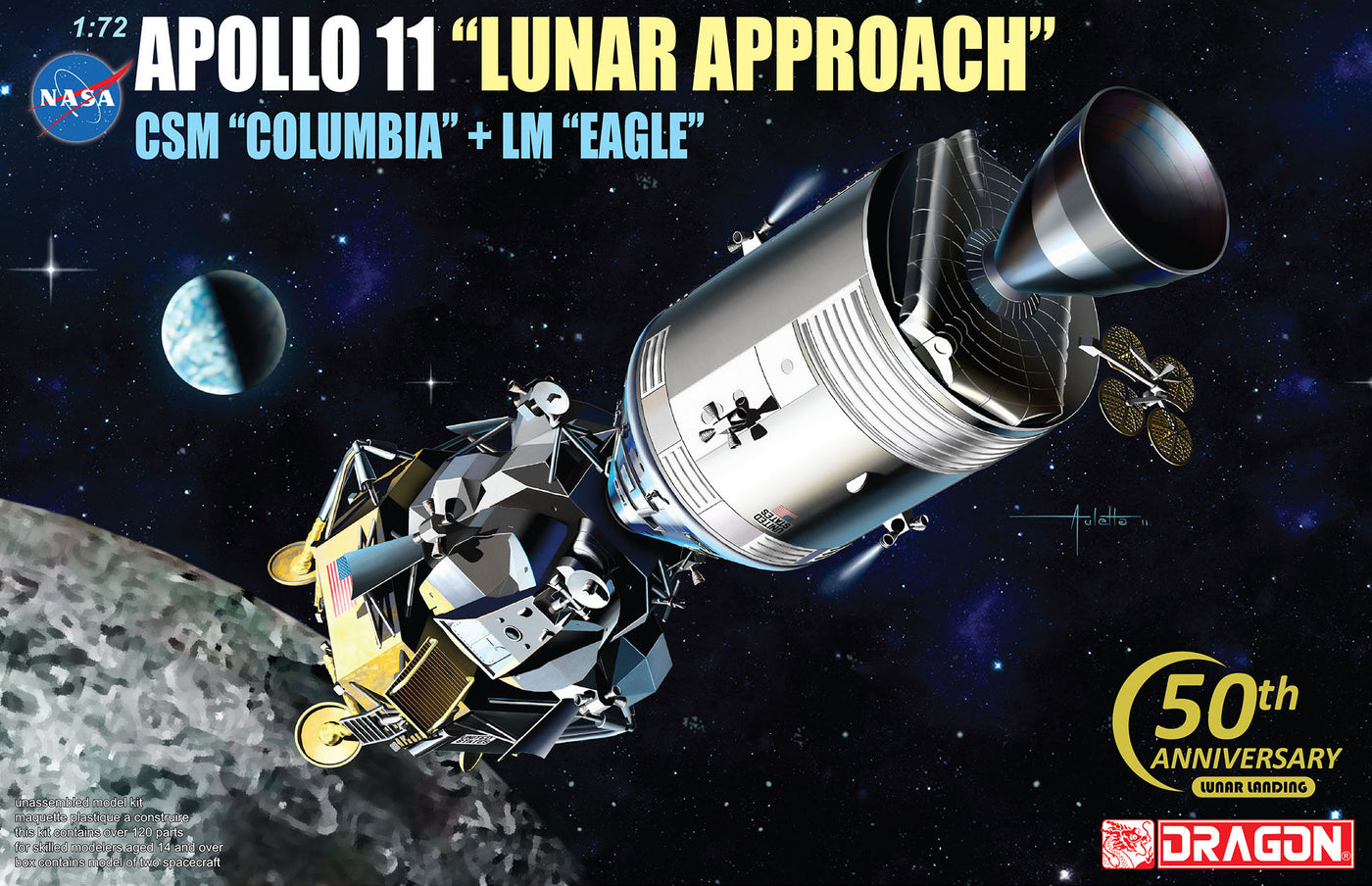 1/72 Apollo 11 "Lunar Approach" CSM "Columbia" + LM "Eagle" – Cyber Hobby