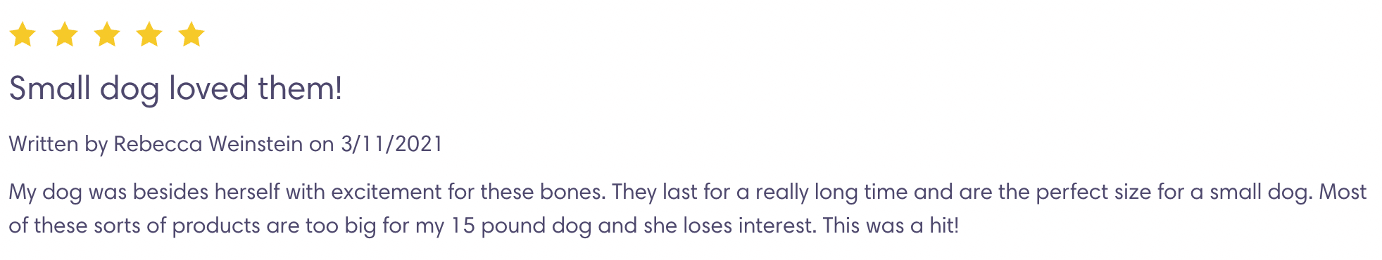Dog Bones for Puppies - 5 Star Review