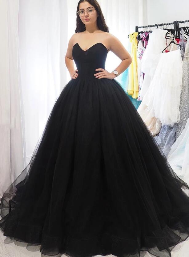 Black Ball Gown Long Prom Dresses Fashion School Dance Dress PDP0385 ...