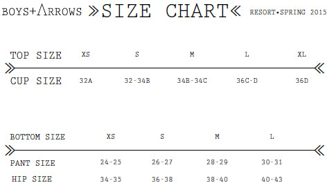 Boys + Arrows Size Chart – Be In The Sea - Online Bikini Store