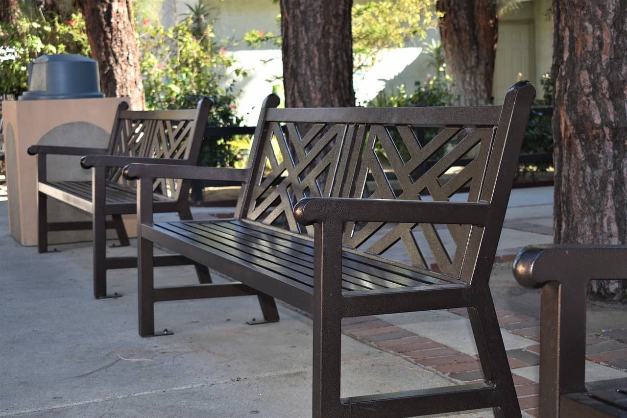 metal bench in outdoor space 