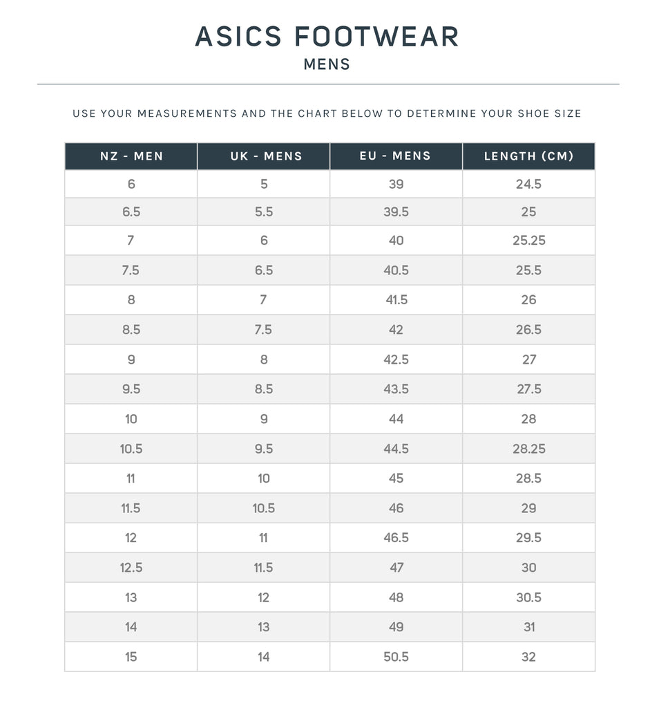 tarif réforme Ver de terre asics clothing size chart horizon horizon ...