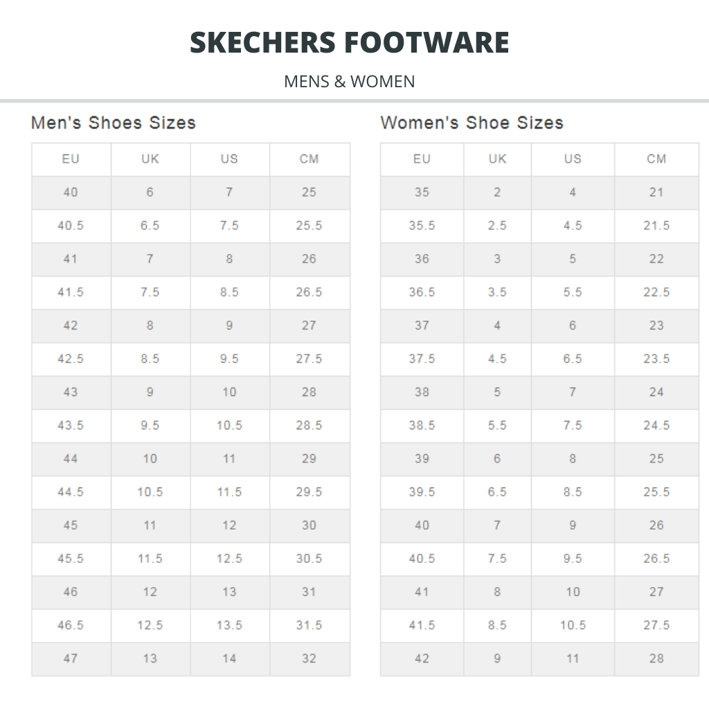 Skechers Size Chart – Shoe Bizz