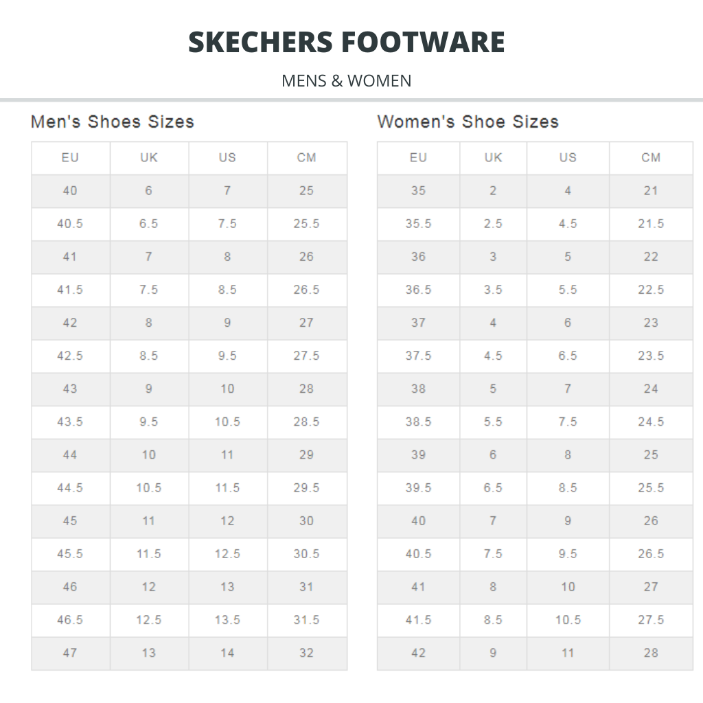 Skechers Kids Shoe Size Chart