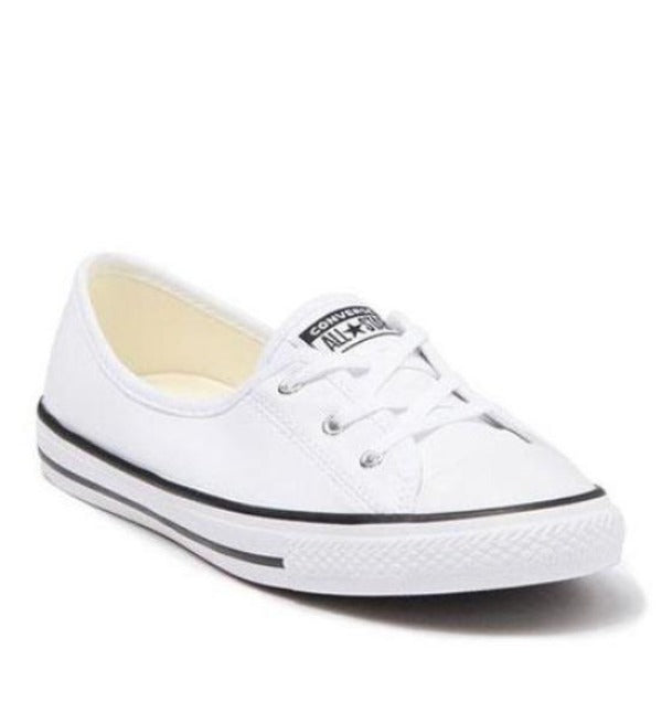 obturador embarazada Solicitud Converse Chuck Taylor Faux Leather Womens Ballet Lace White Black - (5 –  Shoe Bizz