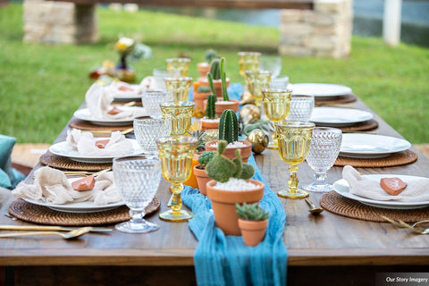 Southwest wedding cactus table decor