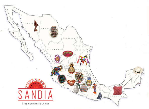 Mexican Folk Art Map