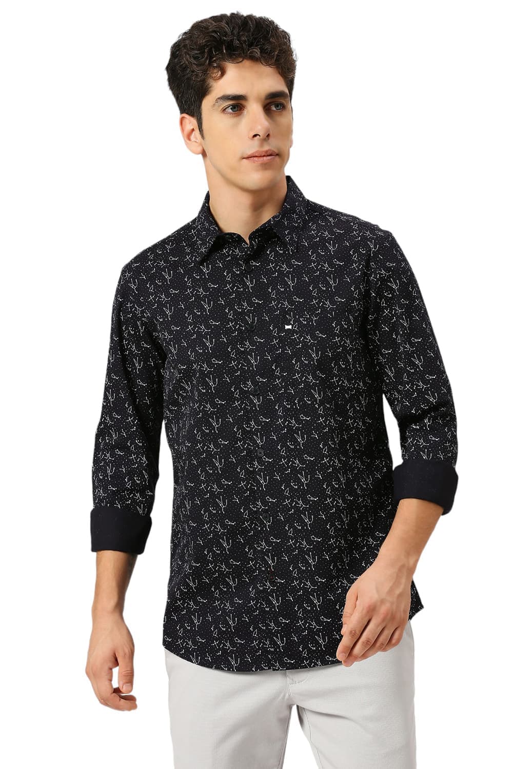 Slim Fit Cotton Twill Printed Shirt - BasicsLife product image