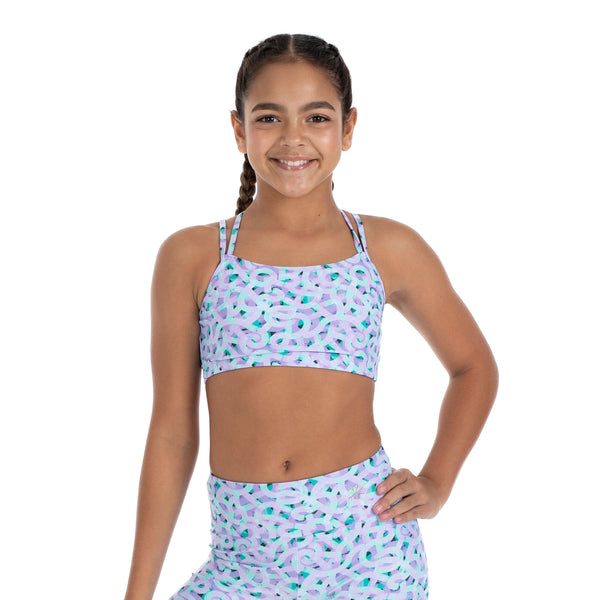 Girls Activewear Bra Crop with Criss Cross Straps in Lilac – Flo Active