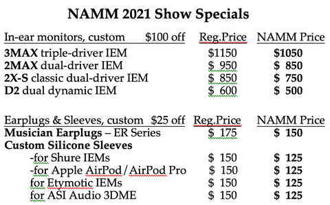 NAMM 2021 pricing