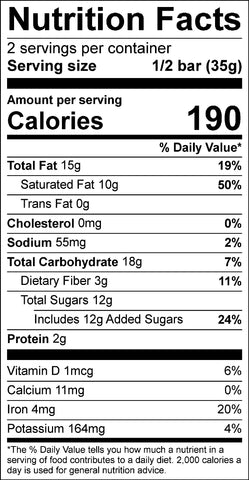 Overcast Sea Salt Truffle Bar Nutrition Facts