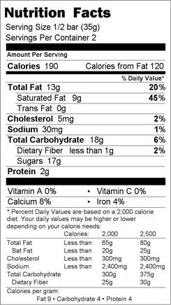 Triple Toffee Truffle Bar Nutrition Facts