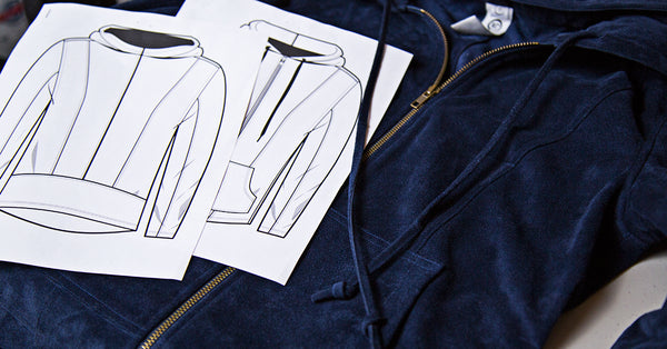 Liam Blue Suede Leather Hoodie Jacket by Wickliffe Los Angeles