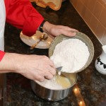 Fold the milk and egg mixture into the flour