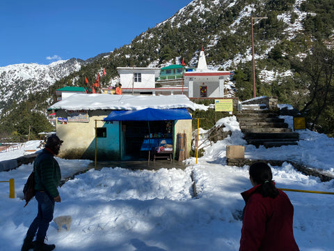 Shiva temple in the snow in Dharamkot, Himachal Pradesh