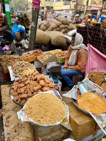Jaggery or palm sugar varieties and grades at Delhi Spice Market
