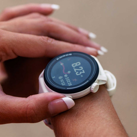 Coros Pace 3 running watch on a woman's wrist