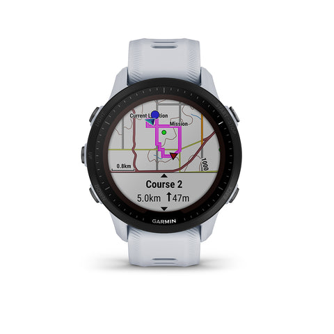 A with Forerunner 955 solar with a course map on the display