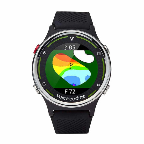Voice Caddie G1 golf watch with green heat maps on the display