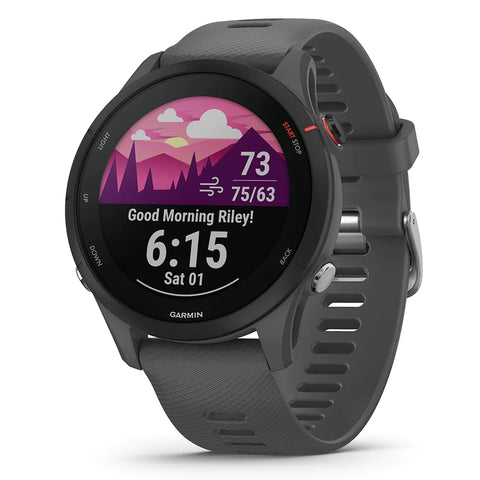 Gray Garmin Forerunner 255 running GPS watch