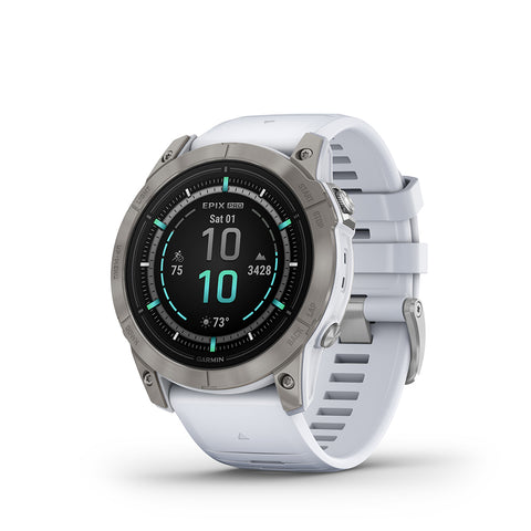Whitestone and titanium Garmin epix Pro multisport smartwatch with AMOLED display