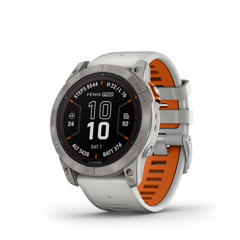 Orange and gray 51 mm Garmin fenix 7X Pro Sapphire Solar watch