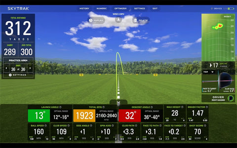 SkyTrak+ player interface on a screen