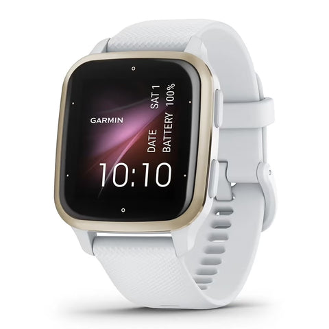 White and gold Garmin Venu Sq 2 fitness GPS watch