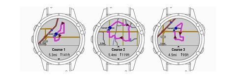 Three examples of courses on Garmin watch sketches