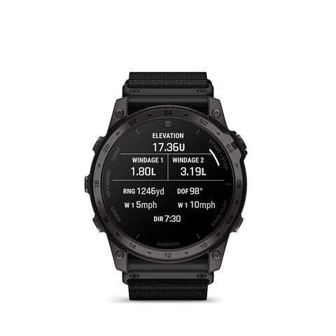 The Garmin tactix 7 AMOLED with elevation and wind on display