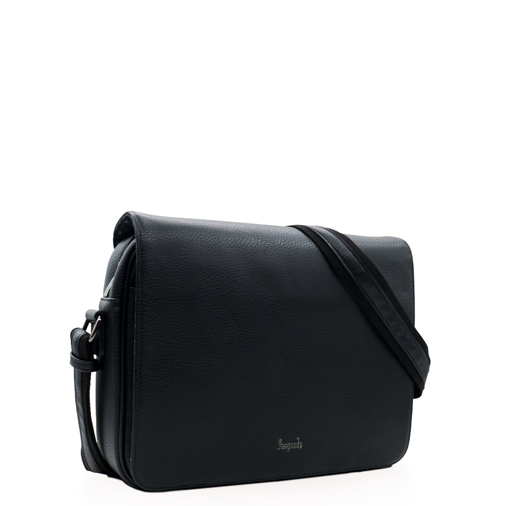 large black leather messenger bag