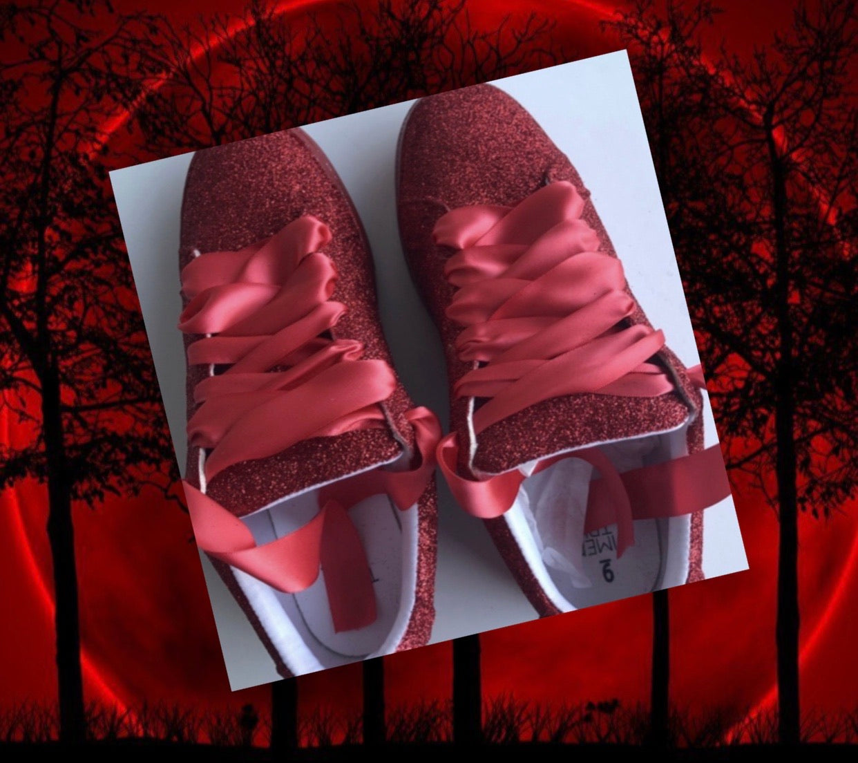 womens red glitter sneakers