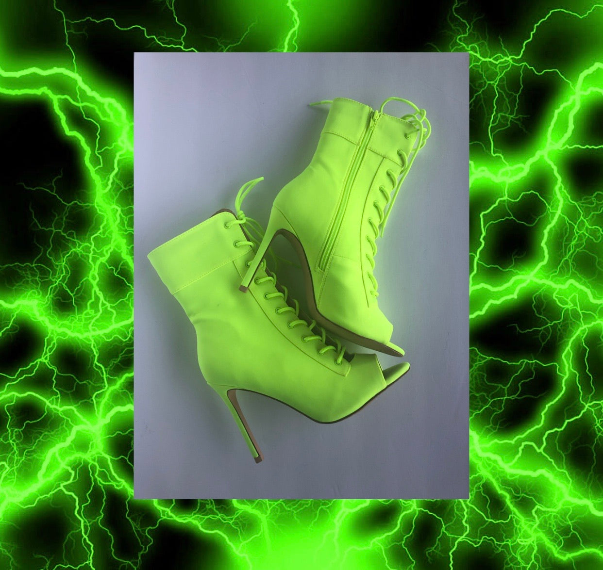 neon peep toe boots