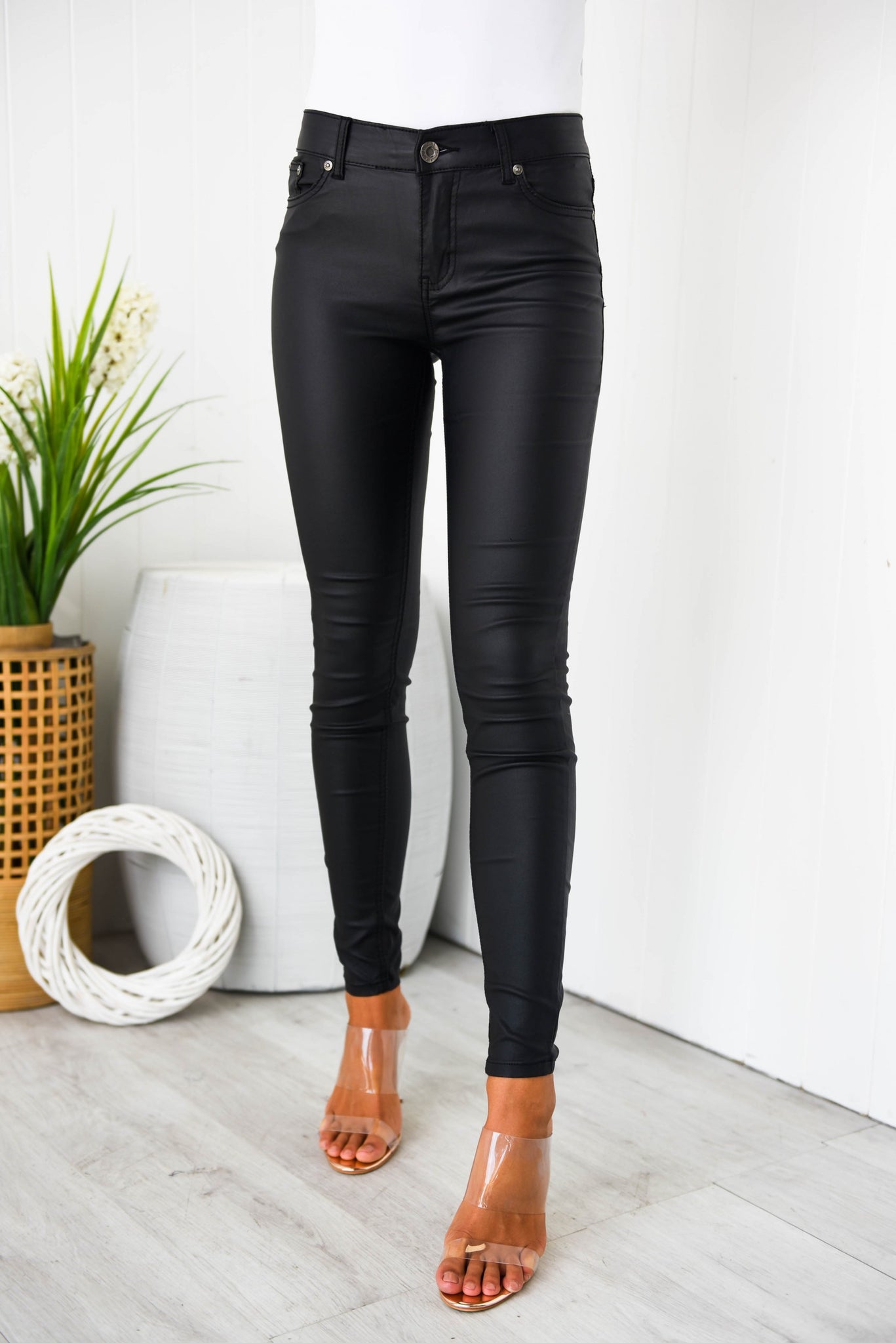 men skinny leather pants