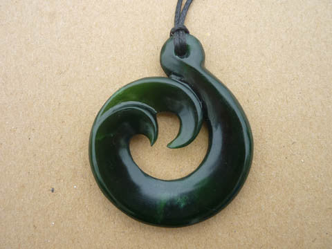 New Zealand Greenstone: Double Koru Pendant - Graeme Wylie Jade Carvings