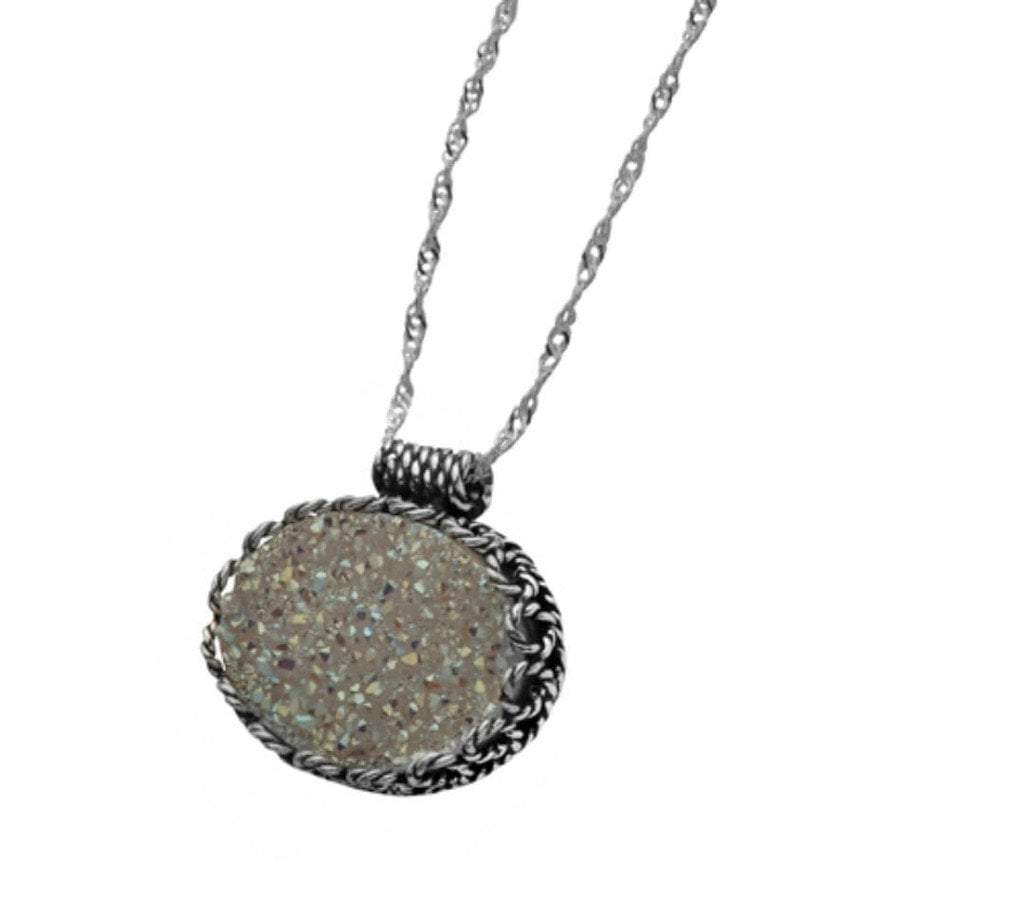 Radiant Sterling silver necklace opal Druze on silver pendantBluenoemi ...