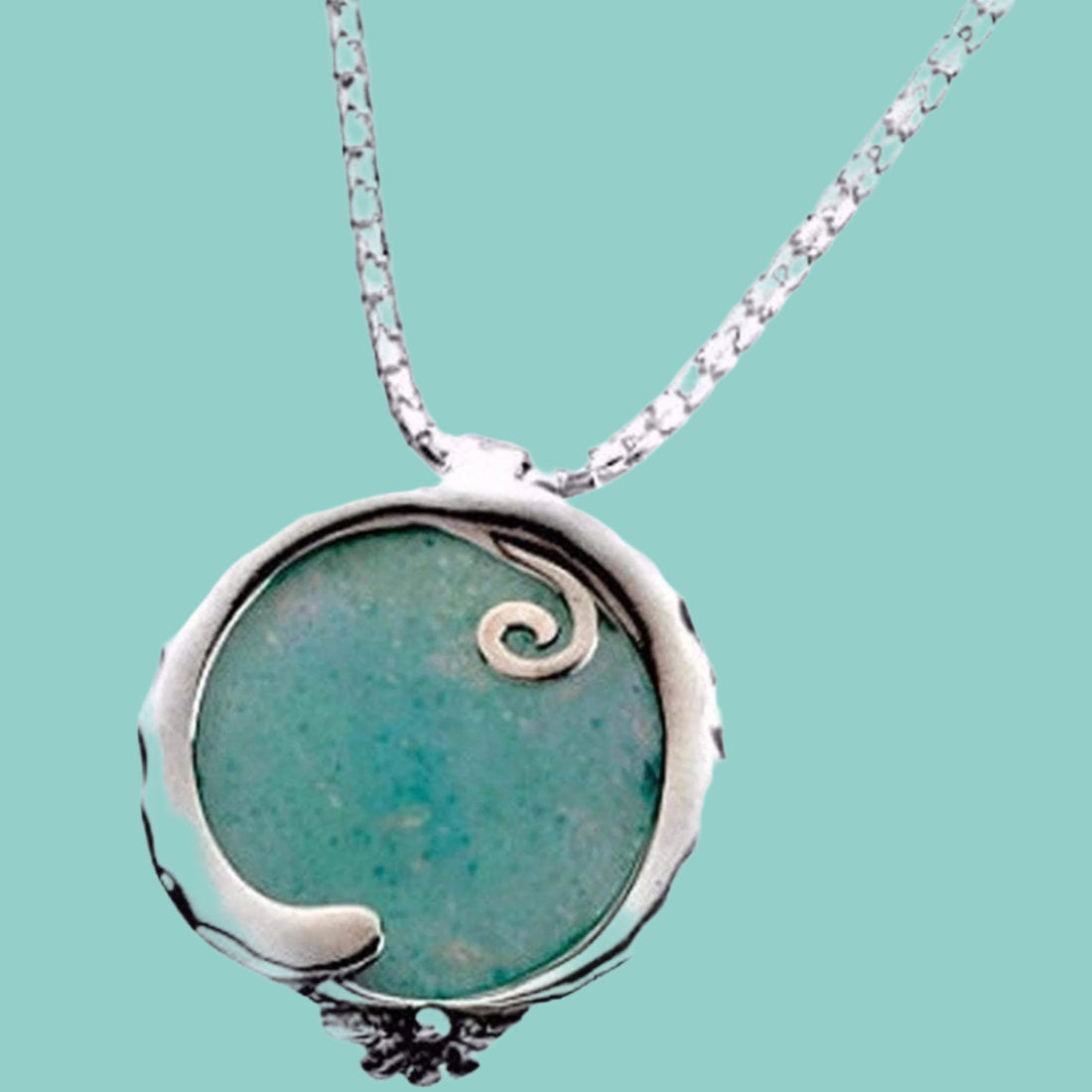 Roman glass jewelry pendant, sterling silver necklace 925 jewelry ...