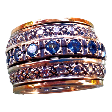 Spinner Ring for woman. Silver gold spinner ring.