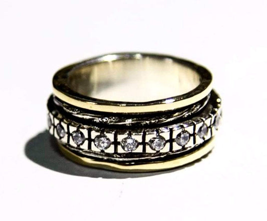 Bluenoemi Rings 5 / CZ zircons / silver gold Bluenoemi Ring for Woman Meditation rings for men. Cubic Zirconia Eternity Band.