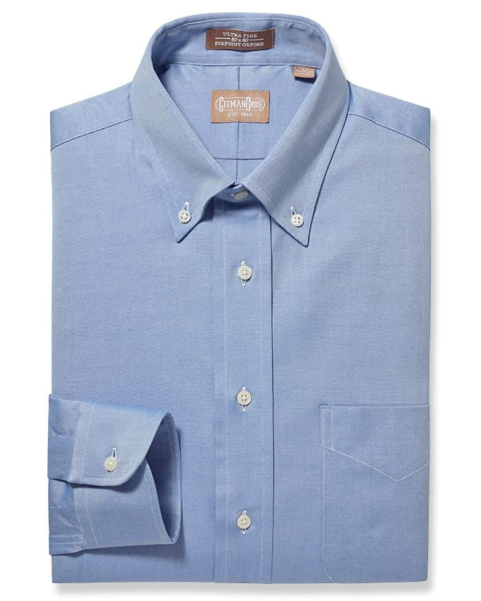 Gitman Bros. Button Down Pinpoint Blue Dress Shirt