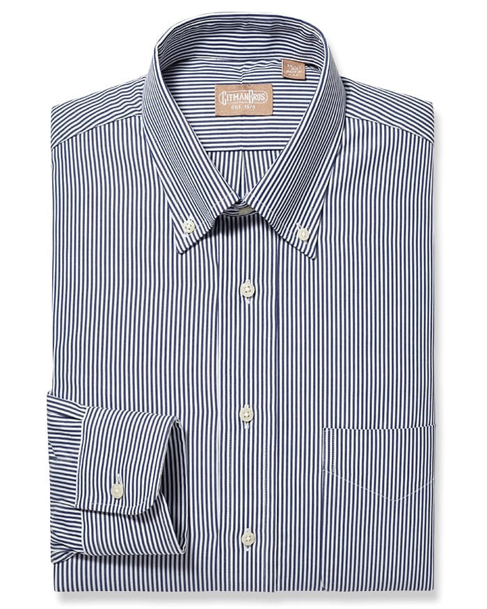 Gitman Bros. Button Down Bengal Stripe Navy Dress Shirt