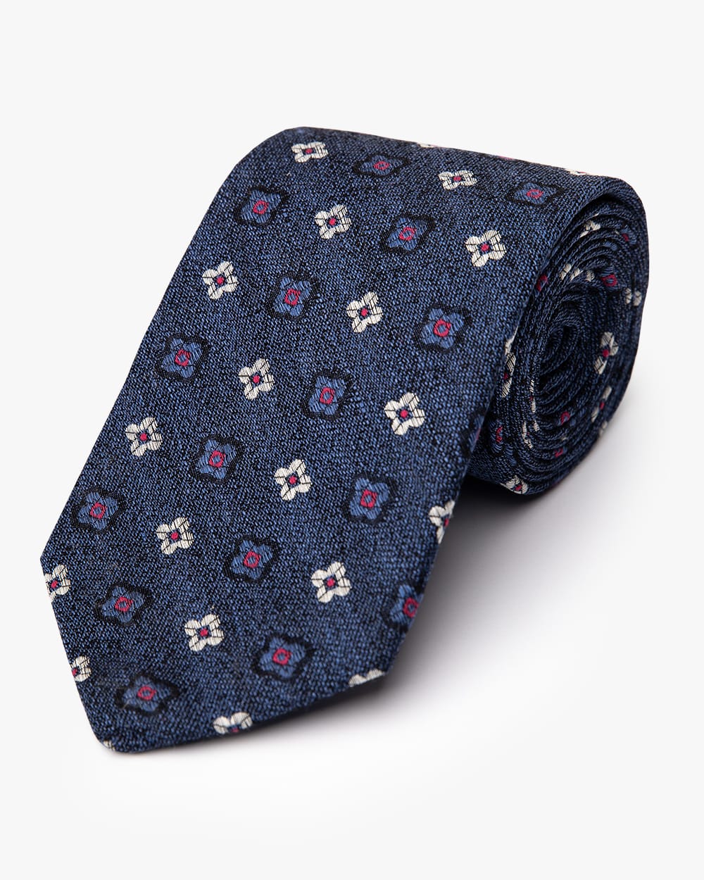 Navy Woven Floral Tie