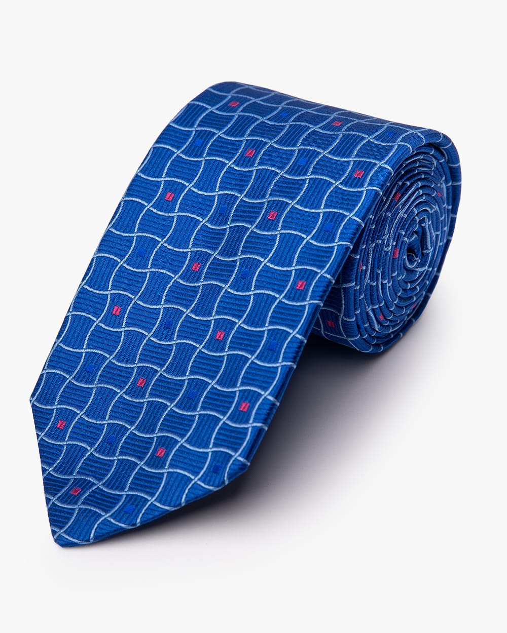 Royal Blue Wavy Grid Check Tie