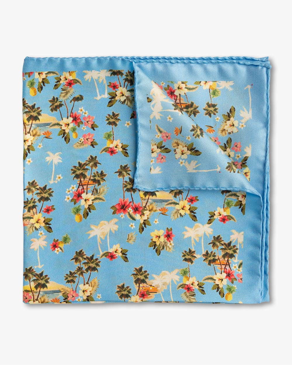 Blue Silk Island Time Pocket Square