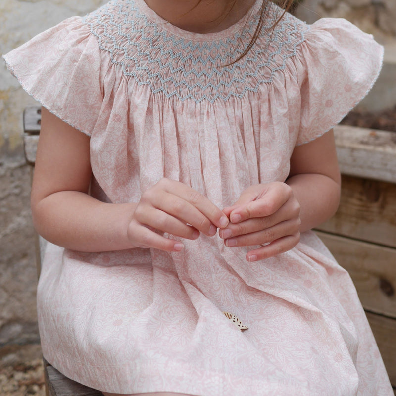 Coco Blouse & Bloomer Set with Ice Ice Baby Hand Smocking made with Liberty Mortimer Fabric