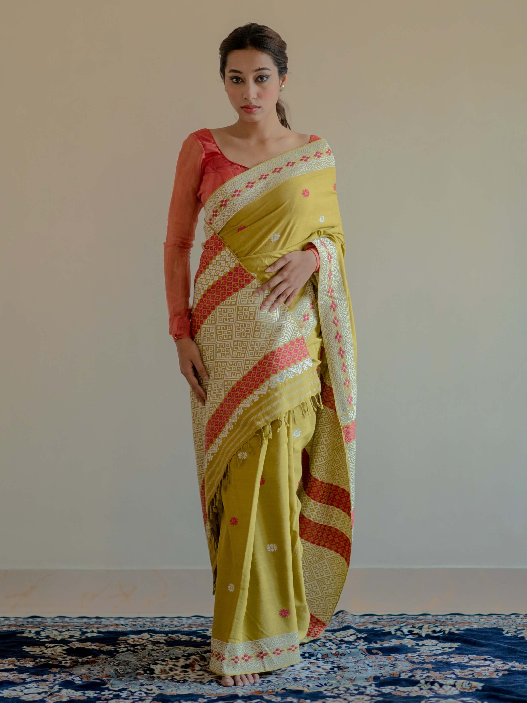 Mizo Cream Silk Cotton Saree – The Silk Chamber