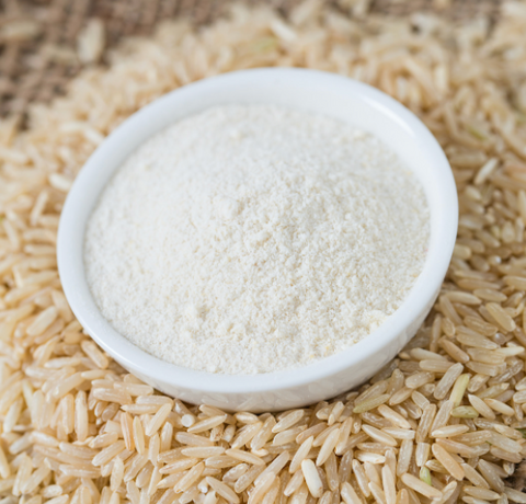 bowl of rice powder made from long grain rice